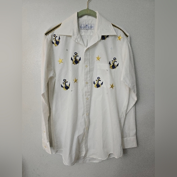 the la costa spa Tops - Vintage La Costa Spa Nautical Star Anchor Rhinestone Button Up Shirt sz Small